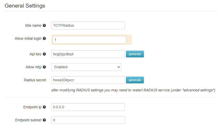 TOTPRadius - Installation and initial configuration