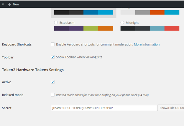 Token2 Hardware Tokens plugin for WordPress